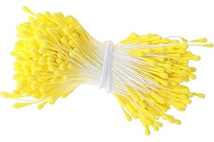 Tyqour 350 Pcs 3mm Yellow Pearl Double Heads Handmade Flower Stamens for Flower Making Artificial Paper Stamens for Crafts DIY Valentine's Day Bouquets Wedding Scrapbook Decoration