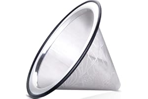 APACE LIVING Filtre Café Réutilisable - Porte Filtre à Café Permanent en Acier Inoxydable avec une Base Métallique Large - Compatible avec le Bodum Chemex & Autres Cafetières