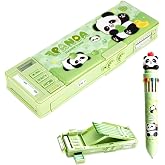 VorPrillynt Multifunctional Pop Up Pencil Case, 12 in 1 Click Pens Multicolor, Pencil Case Set, Cartoon Design and Password L