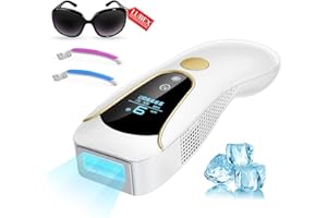 LUBEX IPL Hair Removal Device, Ice Cooling System, 3-in-1 Functions HR/SC/RA Laser Hair Removal Device, 9 Energy Levels, 999,900 Flashes, IPL Laser Hair Removal for Face Bikini Line, Women Men