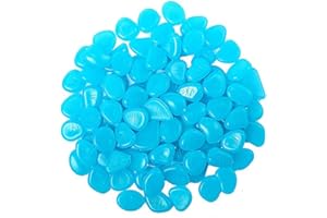 geneic Lot de 200 galets lumineux multicolores pour aquarium, galets fluorescents pour allées, décoration d'extérieur, aquarium, jardin (bleu)