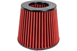 KYOSTAR Universal 3.5" (89mm) High-Flow Air Filter, Reusable Cone Cold Air Intake, High Performance, Washable, Clamp-On Car High Flow Air Kit, Flange Diameter: 3.5 Inch, Filter Height: 6.1 Inch, Red