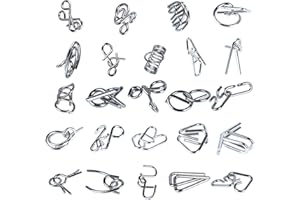 Qanmua 24 sztuki zestaw do gier logicznych, metalowe puzzle 3D, IQ dla dzieci, dorosłych i studentów – gry cierpliwości i puzzle, pierścionek, prezent