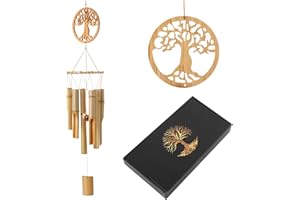 RXFSP Wind Chimes Bamboo, Tree of Life Outdoor & Indoor Wooden Wind Chime with Natural Relaxing Soothing Sound - 90cm Wind Chimes Great for Garden, Yard, Patio and Home Décor