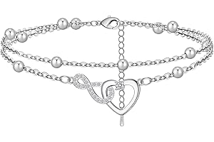 BMMYE Sterling Silver Anklet Ankle Bracelets for Women,Adjustable Silver Anklets for Women Hypoallergenic Ankle Bracelet