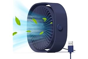 Simpeak Mini Usb Desk Fan Cooling quiet portable USB Powered ONLY (No Battery), 3 Speed Setting 360° Adjustable Swivel for Home and Travel