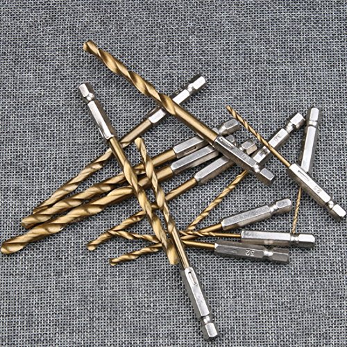 Professionelle 13PCS HSS Hochgeschwindigkeitsstahl Titan beschichtete Bohrer Set Hex Schaft - 2