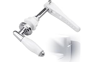 COYTEAR Ceramic Toilet Flush Handle, Traditional Victorian Elegant Style Universal Toilet Cistern Lever Flush Replacement Kit Chrome Plated Metal Strong Durable Cistern Lever Handle Accessories for Home Hotel