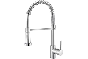 Cobbe Bateria mieszająca do zlewu kuchennego, sprężynowa bateria kuchenna z opryskiwaczem wyciąganym, 2 tryby natrysku, wysoki łuk, pojedynczy uchwyt, bateria kuchenna (chromowana)