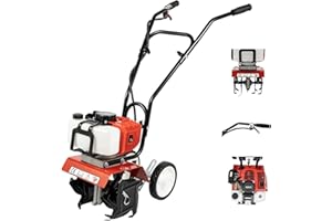 KINHALL 52CC 2-Stroke Petrol Mini Cultivator Rotavator Tiller, 1900W, 4 Steel Blades, 11.8" Working Width for Garden, Farm, Soil Loosening & Weeding