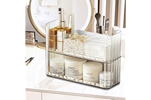 NAROSEBE Make UP Organizer Kosmetik Schmink Organizer Aufbewahrungbox Stapelbarer Kosmetikpinsel Schminkbox Aufbewahrung Acryl Cosmetic Hautpflege Organizer für Accessoires Schmuck (Transparent)