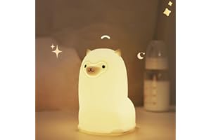 TREMDWOTO Alpaca Night Light for Kids - 7 Color Changing LED Nursery Lamp with 1H Timer, Touch Control & Battery Operated Cute Silicone Animal Nightlight for Baby, Girls, Women-Bedroom Decor, Gift Idea