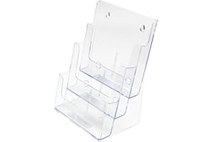 Deflecto Lot de 2 Porte-documents A4 Portrait 3 Niveaux – Présentoir Incliné Multi-Poches pour Magazines/Brochures