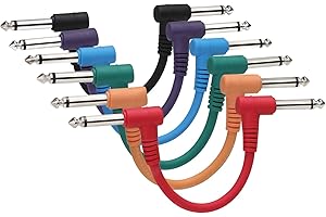 Asmuse Guitar Patch Cables 1/4” 6.3mm MONO Jack Double Shielded Pedalboard Leads for Guitar/Instrument Effect Pedals (6 Pcs, Length 6.1”/15.5cm, OD 0.19”/5mm)