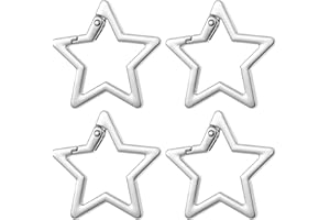 HARIENDNY 4 Stück Stern Karabiner, Stern Schlüsselanhanger, Zinklegierung Sternkarabiner, Silber Schlüsselanhänger, Outdoor Schlüsselanhänger Karabiner für Wandern, Sport, Camping