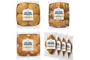 ROBERT ANDREW Low-Carb Sourdough Picnic Bundle, 1 Low Carb Sourdough White Rolls 4x60g, 1 Low Carb Sourdough Brown Rolls 4x60g, 1 Low Carb Sourdough Croissants 3x90g, 4 Low Carb Sourdough Chocolate Croissant 100G
