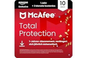 McAfee Total Protection 2025 (10 Gerät) | 15 Monate | Virenschutz, VPN, Betrugsschutz, Sicherheitssoftware, Identitätsüberwachung | Abonnement mit automatischer Verlängerung | Download