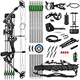 Archery Compound Bow Kit 30-55lbs Adjustable Adult Hunting Compound Bow and Arrows Set with All Accessories for Outdoor Shooting Right/Left Hand Avaliable