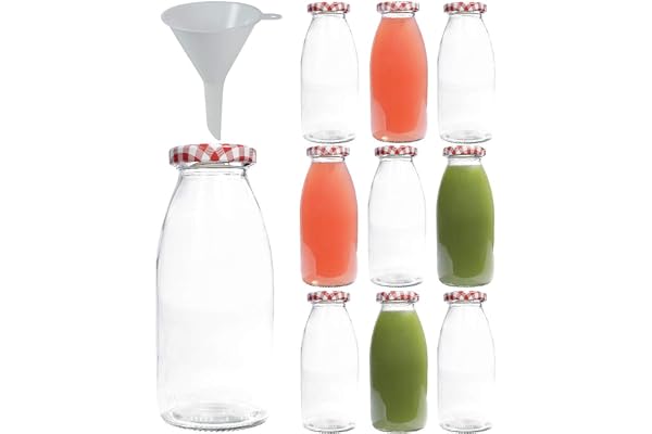 mikken | 10 bouteilles en verre de 250 ml, bouteille avec bouchon à vis avec entonnoir