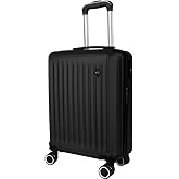 Lirixia Cabin Suitcase 55x40x20cm, Sturdy Rigid Cabin Trolley, Black/White | Lightweight ABS 4 Wheels 360&deg; with Telescopic Ha