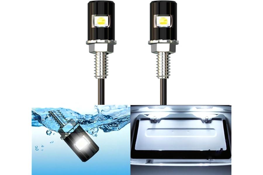 Xnourney License Plate Light, License Tag Screw Bolt LED, Super Bright 12V Waterproof License Plate LED Bulb Motorcycle Tag Lights Legal for Motorcycle Bike Truck RV ATV