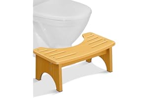 RayLove Physiologischer Toilettenhocker aus Bambus – WC-Trittbrett aus Holz – 35 Grad strapazierfähiger C-förmiger Hocker (Natürlich)