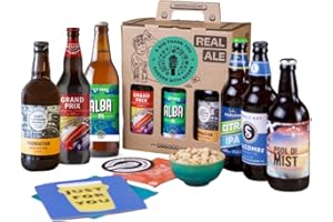 Premium British Real Ale Thank You Gift Hamper - 6x500ml Independent Traditional Ales with Snack & Craft Beer Tasting Guide by QWERTY Beer Box - Thank You Gift for Men, Beer Gift for Men, Men Gifts