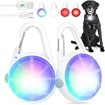 2 Pieces Glow Dog Collar Light 3 Modes Silicone LED Dog Cat Lights Clip-on For Night Dark