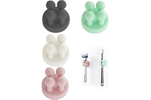 Zayin Silicone Toothbrush Zahnbürstenhalter Rasiererhalter Multifunktions-Haken Wasserdicht Selbstklebend Zahnbürstenhaken Stopfenhalter (4 Stück Schwarz, Weiß, Rosa, Grün)