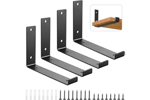 Fippy 4 Stück Regalhalterung Schwarz 30cm x 14cm Metall Regalhalter Schwerlast Regalhalterung Wandmontage Regalträger für Zuhause, Büro, Garten