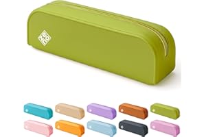 ZENO Silicone Pencil Case – Aesthetic Pencil Pouch for Women & Teens – Cute Pen Case, Green Make Up Bag, Travel Organiser, Small Stationery Pouch, School Pencil Case – Green Sea Grass