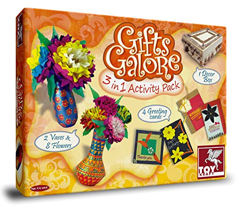 TOYKRAFTT Gifts Galore 3-in-1 DIY Craft Kit for Kids Age 8+ - Create Tissue Paper Flowers, Greeting Cards, and Gift Box