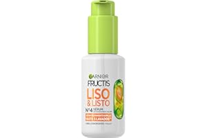 Garnier Fructis Nº4 Sérum Activado Por Calor Liso & Listo de Fructis Liso Keratina Para Cabello Encrespado, Para un Cabello Liso, Sin Encrespamiento y Brillo Duradero, 50ml