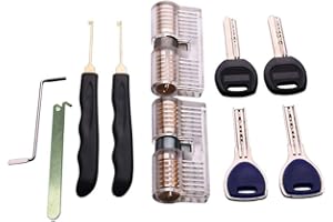 Loboo Idea Transparent Practice AB Lock z 3-częściowym profesjonalnym zestawem treningowym do otwierania zamków, narzędzie do wyciągania dla początkujących i profesjonalnych ślusarzy (C,