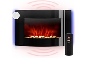 Klarstein Chimenea Electrica, Llama LED con una Potencia de 2000W y Mando a Distancia, Temporizador y Control Automático de Temperatura, Chimenea Interior Casa con Mando a Distancia, Estufas Interior