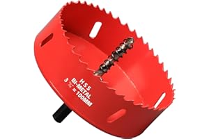IHOMEPARK Sierras de Corona 100mm, M42 HSS Bi-Metal Coronas Perforadoras con Adaptador y Broca Piloto Profundidad de Corte 30mm, Abridor de Agujero para Metal Aluminio Madera PVC Plástico, Rojo