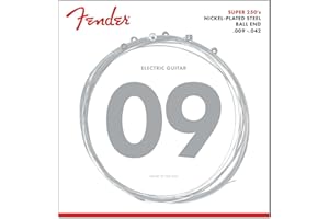 Fender Super 250 Electric Guitar Strings, 9-42 Gauge, Nickel-Plated Steel, High Output and Smooth Feel, Ball End, Dynamic Rock and Blues Tone, 1 Set