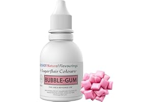 SUGARFLAIR COLOURS Sugarflair Bubblegum Flavouring - Natural Food Flavouring for Baking, Cakes, Ice Creams, Chocolates, Icings and More! Pack Your Bakes With A Delicious Natural Food Flavour Extract - 30ml