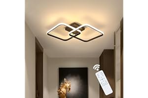Goeco Lampa sufitowa LED z pilotem zdalnego sterowania 3000K-6500K, 50 W, nowoczesna lampa sufitowa LED, czarna, kwadratowa lampa sufitowa do sypialni, kuchni, przedpokoju