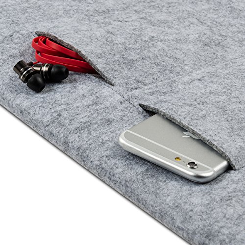 kwmobile Laptoptasche Filz Sleeve f  r 15  15 6  Laptop Ultrabook - Notebook Tasche Schutzh  lle Laptop Case H  lle in Grau mit Innentaschen Innenma  