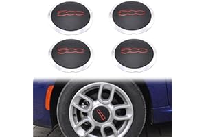 BODYGAD Confezione 4 Coprimozzo, Coprimozzi ruota, Coprimozzi con Bordo Cromato per Fiat 500 51884863, Compatibile con 68078419AC 68078421AC (Cerchio bianco, Lettera Rossa)