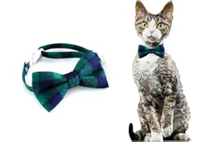 ROHOME Papillon natalizio per gatti cuccioli regolabile verde rosso plaid collare per animali domestici cane gatto vestito natalizio cani gatti matrimonio Ringraziamento costumi di Natale collo fiocco