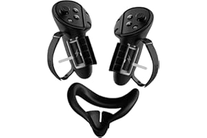 ZOZOVR für Meta Quest 3 Zubehör, Controller Griffe Abdeckung mit Verstellbarem Knöchelgurt und Batterieöffnungsschutz, Silikon Gesichtspad -Abdeckung und 2 Joystick-Abdeckungen für Oculus Quest 3 (Schwarz)