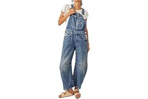 loveimgs Women Y2k Baggy Barrel Jeans Overalls Wide Leg Denim Pants Bib Overalls Jumpsuit Boyfriend Patchwork Jeans