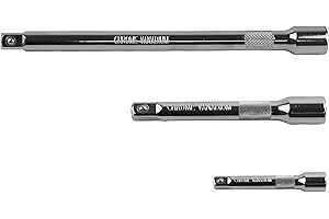 YEBOCIYO 3pcs Prolunghe per Cricchetto 3/8'' Estensioni a bussola Set di Chiavi a Tubo Acciaio al Cromo Vanadio Chiavi a Bussola Estensione Punta Adattatore Prolunga Riparazione Auto 75/150/250MM