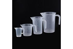AMDONALO Messbecher Set 100ML 250ML 500ML 1000ML Messbecher Plastik with Handle for Detergent, Kitchen, Laboratory, Car Care Fine Scale Food Safe Transparent…