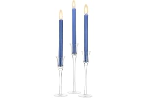 Romadedi Candelabros de Cristal para Velas Cirios - Altos Portavelas Juego de 3, Decoración Moderna, Sala de Estar, Fiesta, Boda, Centro De Mesa, Navideñas 20/23/26 Cm