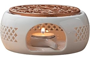 DIYARTS Scalda teiera, scalda caffè, scalda tè in ceramica Scalda teiera Scalda teiera Design intagliato Scalda caffè riscaldante con cucchiaio + coperchio