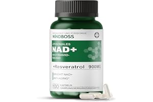 Windboss NAD+ Liposomal NR 900mg, Ergänzung mit Nicotinamid-Ribosid, Quercetin Phytosome, Resveratrol, Supplements Hoch bioverfügbar für Energie, Haut & Vitalität, NAD Booster 100 Kapseln