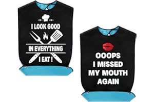lasuroa 2pcs Adult Bibs, Funny Bib for Adults Waterproof Adjustable Adult Bib for Eating Bibs for Seniors Dining Clothing Protectors for The Elderly Men Women